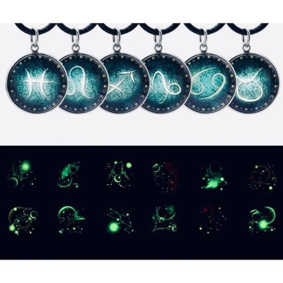 Pisces GREEN GLOW IN THE DARK ZODIAC STAR SIGN HOROSCOPE NECKLACE - Picture 12 of 13